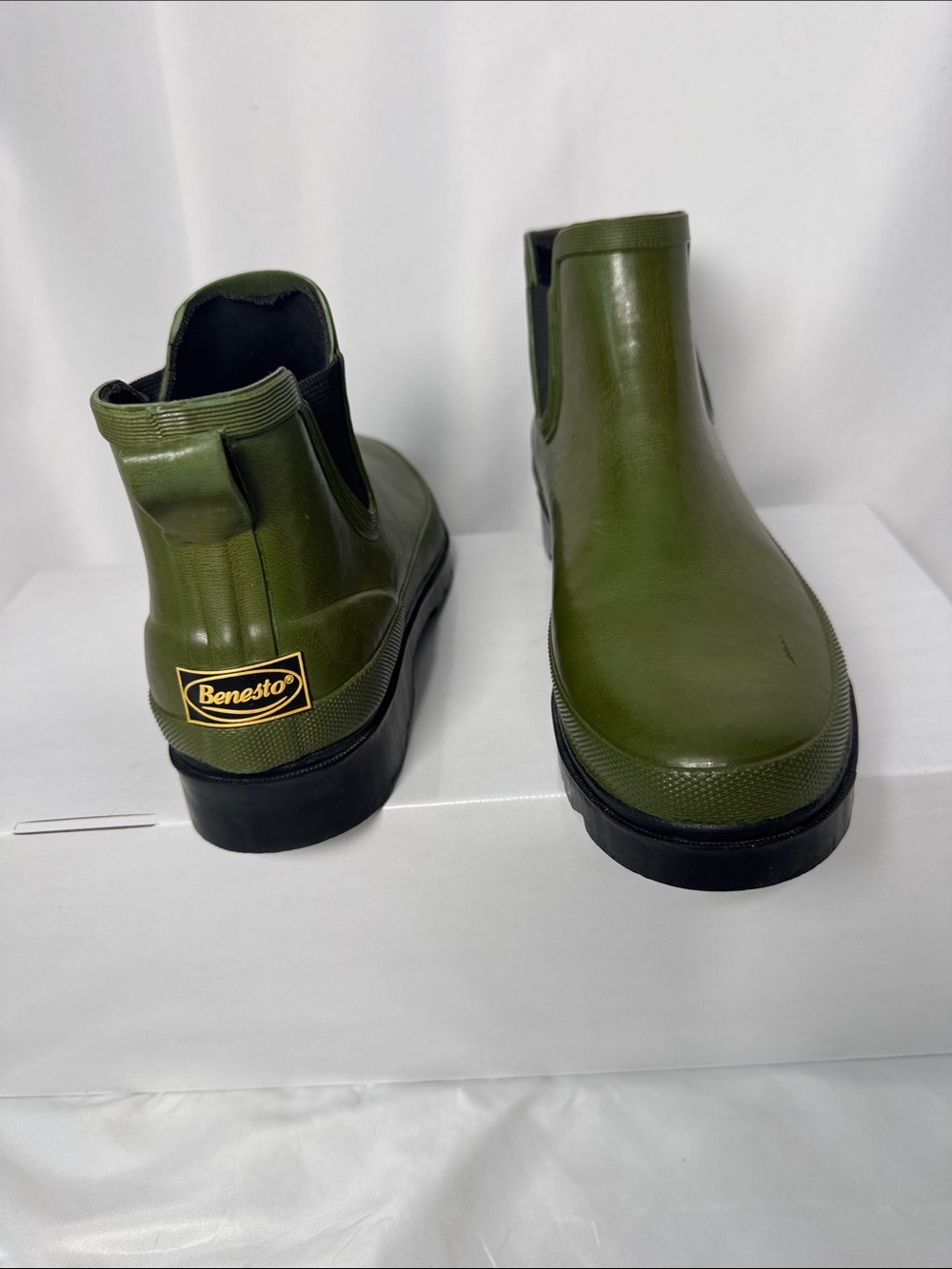 Benesto Olive Green Chelsea Rain Boots Waterproof Ankle Wellies Size 42
